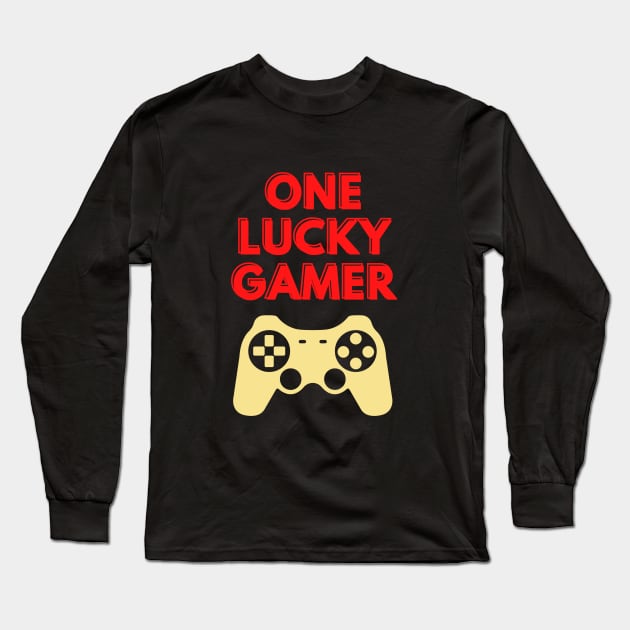 One lucky gamer motivational design Long Sleeve T-Shirt by Digital Mag Store